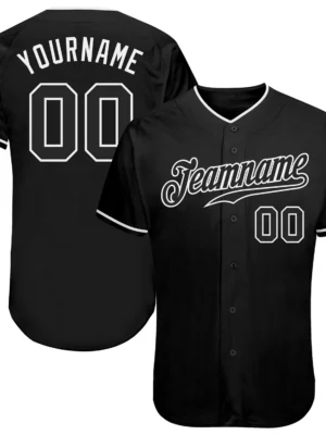 custom black men baseball jersey front and back with personalized name and number