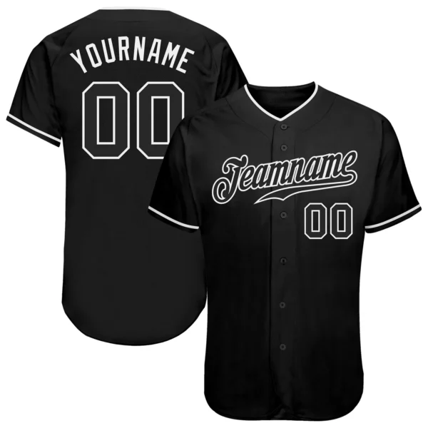 custom black men baseball jersey front and back with personalized name and number