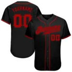 black red custom men baseball jersey front and back with personalized name and number