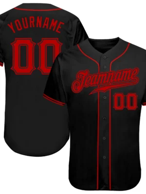 black red custom men baseball jersey front and back with personalized name and number