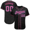 pink pinstripe custom men baseball jersey front and back with personalized name and number