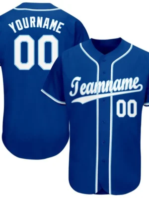 custom royal blue men baseball jersey front and back with personalized name and number