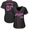 pink pinstripe custom women baseball jersey front and back with personalized name and number