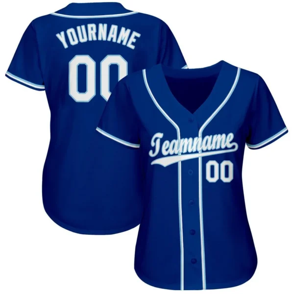custom royal blue women baseball jersey front and back with personalized name and number